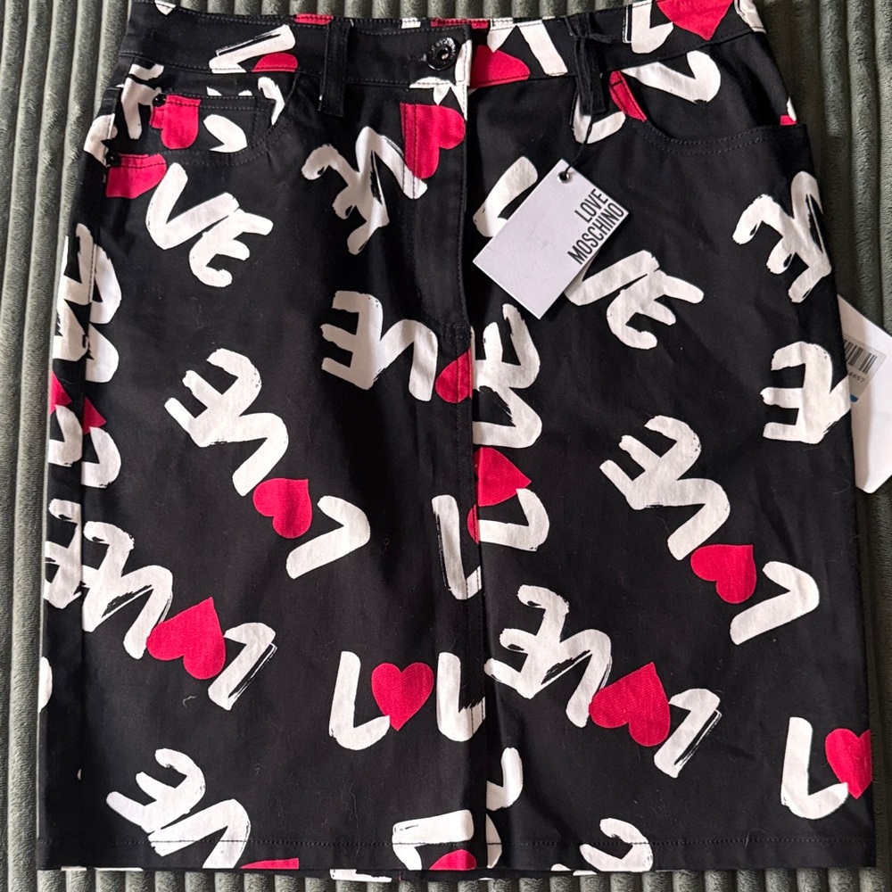 Love Moschino Black Skirt with Red and White Accents
